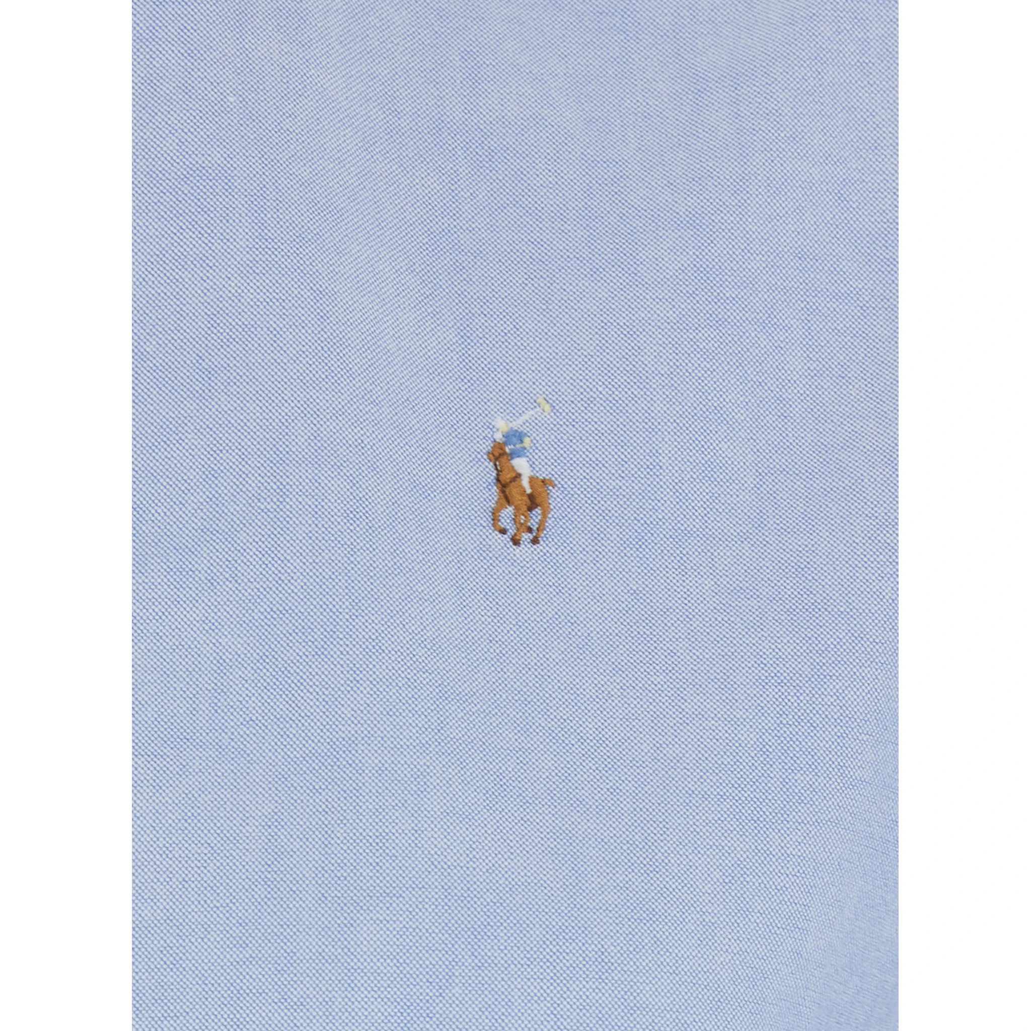 Oxford Light Blue Shirt with Classic Collar and Pony Embroidery on the Front in Cotton Woman