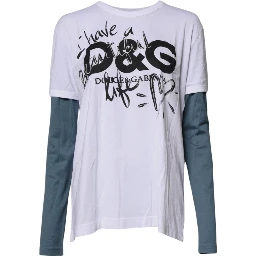 White Graphic Print Cotton Crew Neck T-shirt