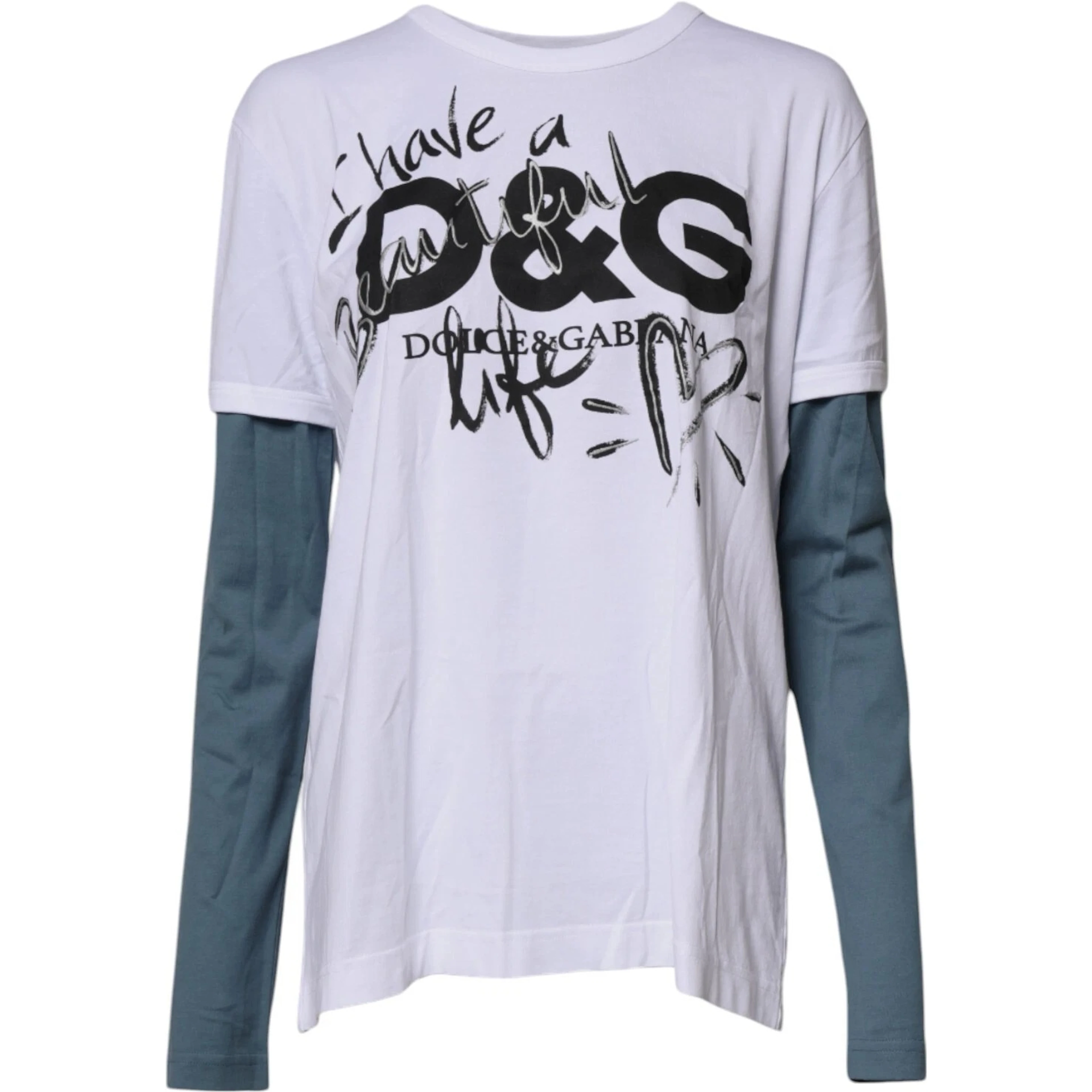 White Graphic Print Cotton Crew Neck T-shirt