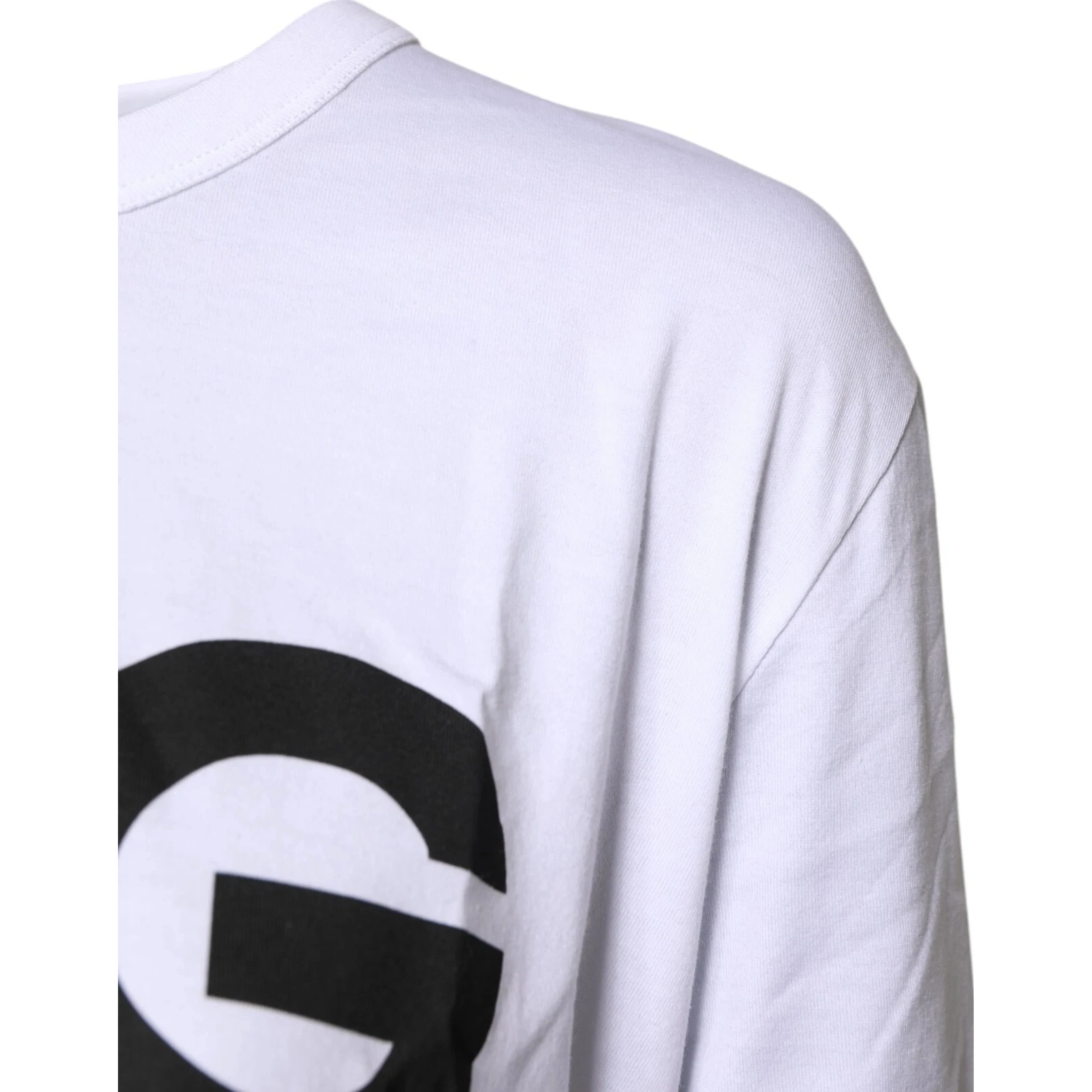 White Graphic Print Cotton Crew Neck T-shirt