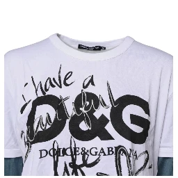 White Graphic Print Cotton Crew Neck T-shirt
