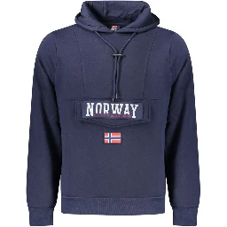 Blue Cotton Mens Hooded Sweatshirt