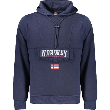 Blue Cotton Mens Hooded Sweatshirt