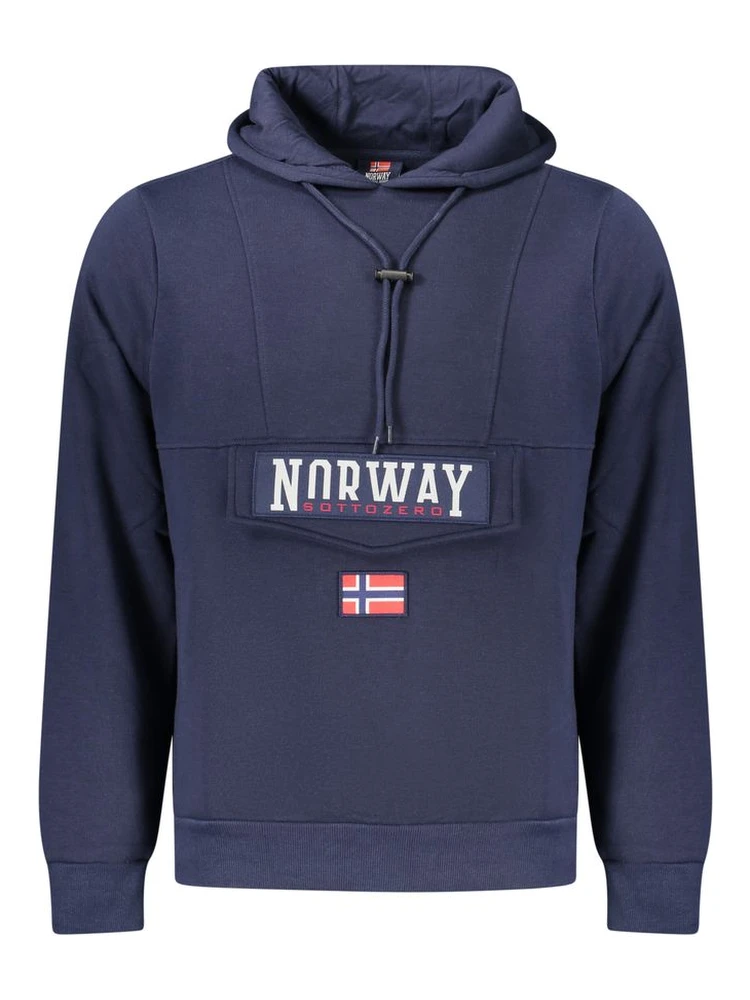 Blue Cotton Mens Hooded Sweatshirt