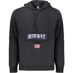 Black Cotton Men's Hooded Sweatshirt