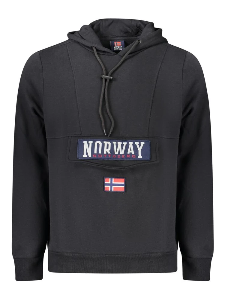Black Cotton Men's Hooded Sweatshirt