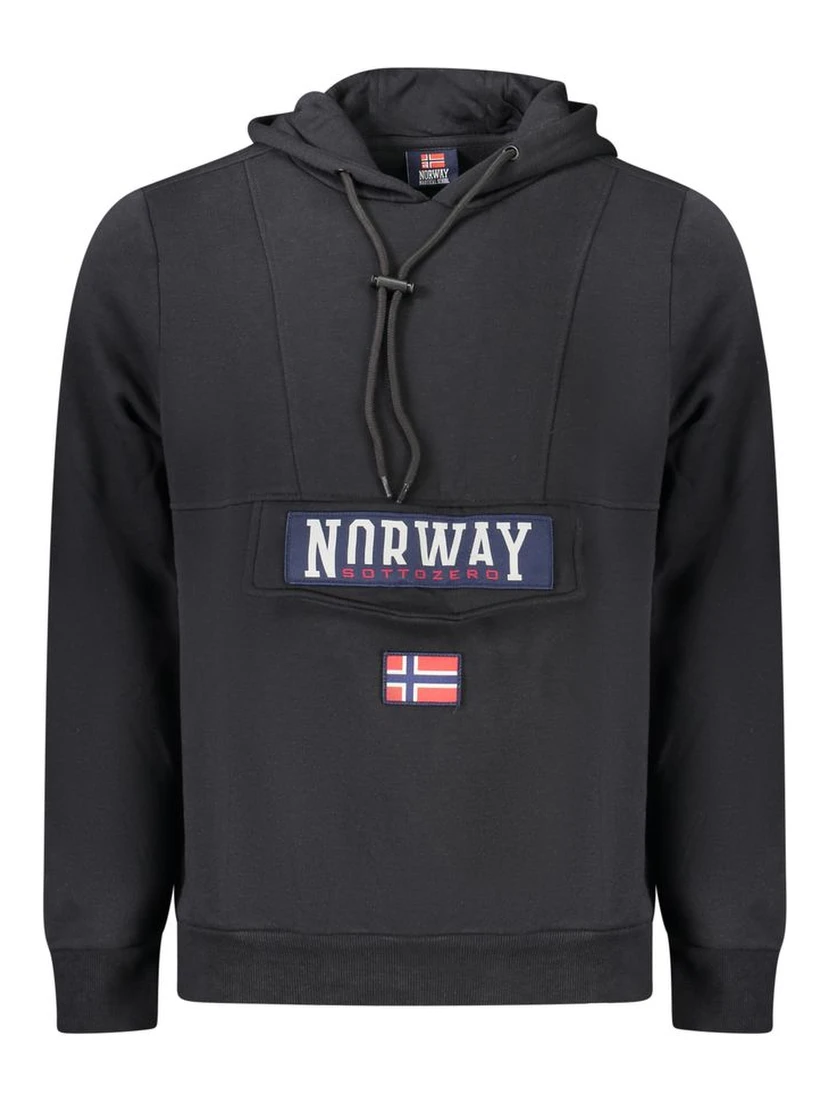 Black Cotton Men's Hooded Sweatshirt