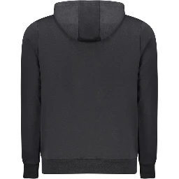 Black Cotton Men's Hooded Sweatshirt