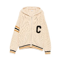 College Zip-up Drawstring Cardigan