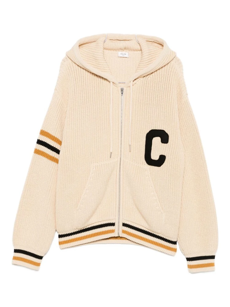 College Zip-up Drawstring Cardigan