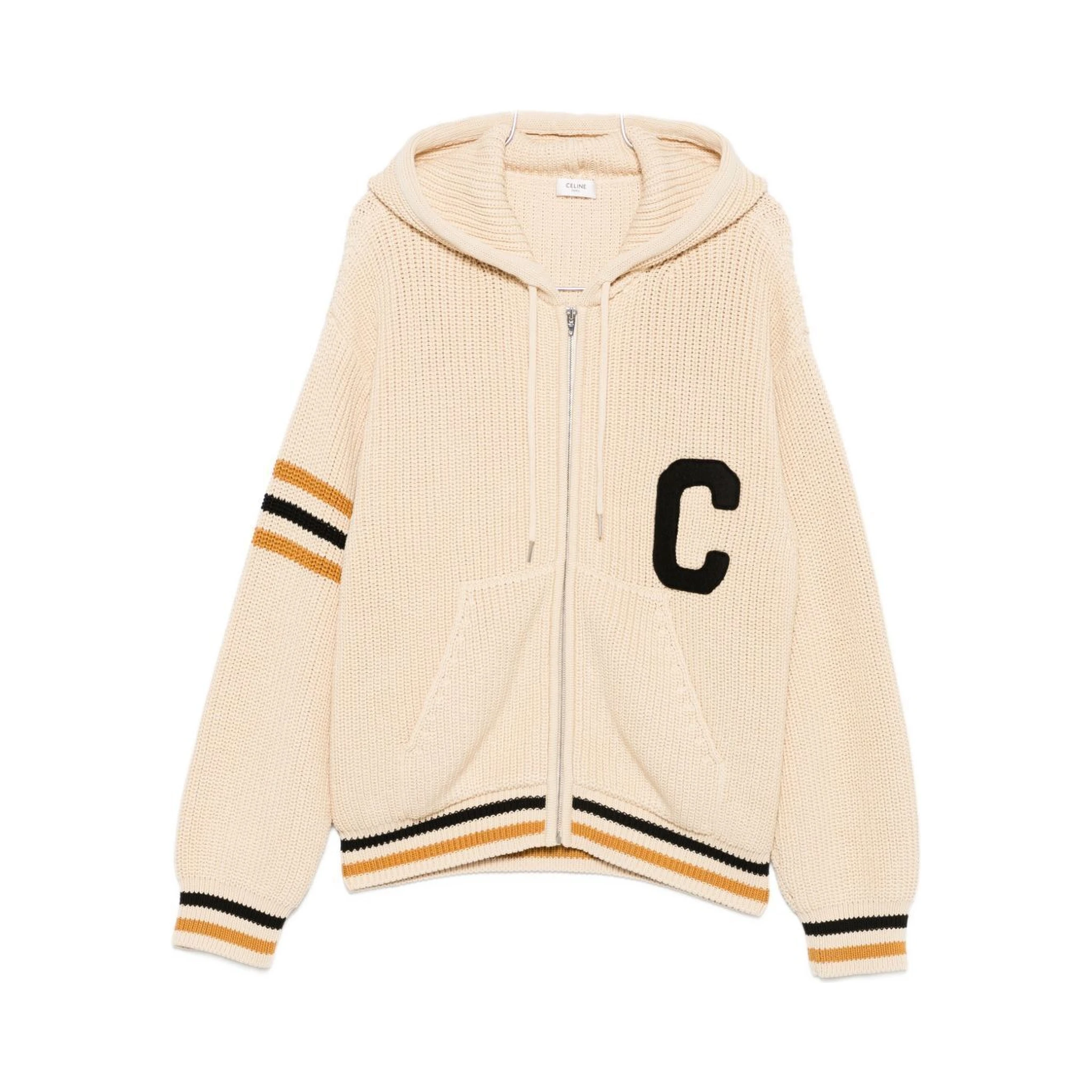 College Zip-up Drawstring Cardigan