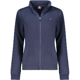 Blue Cotton Women Sweatshirt