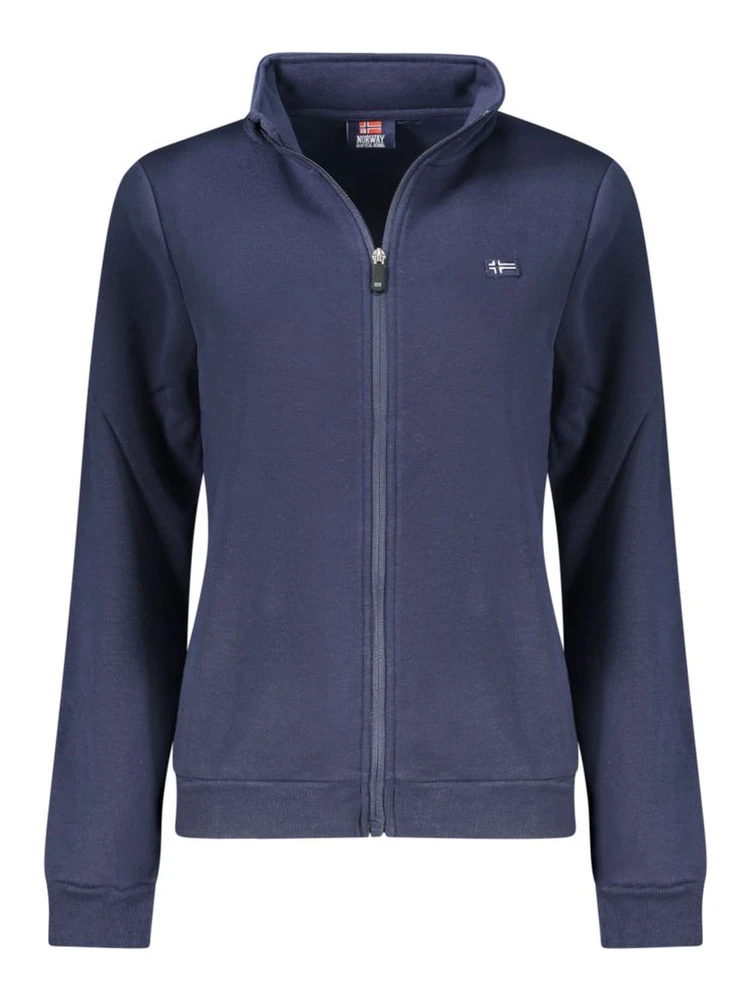 Blue Cotton Women Sweatshirt