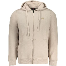 Beige Cotton Men's Hoodie Sweatshirt