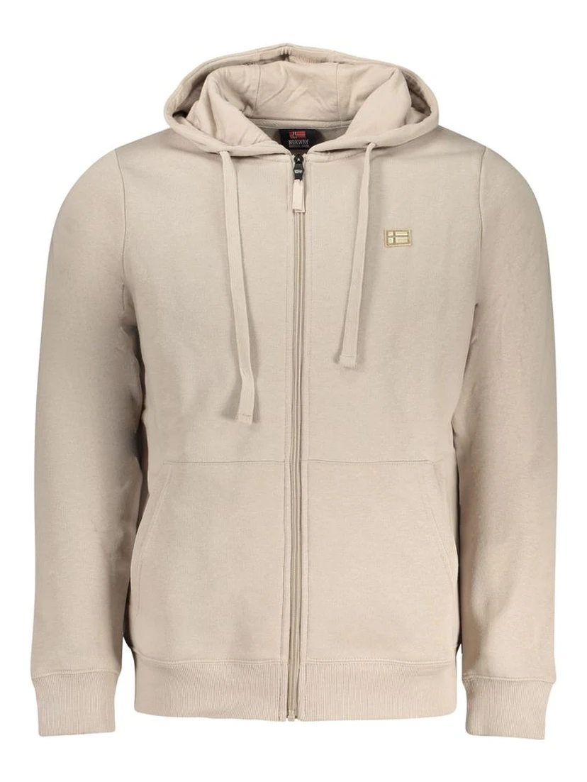 Beige Cotton Men's Hoodie Sweatshirt