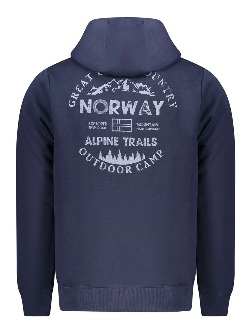 Blue Cotton Men's Hoodie Sweatshirt