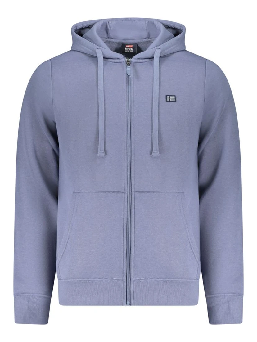 Blue Cotton Men's Hoodie Sweatshirt