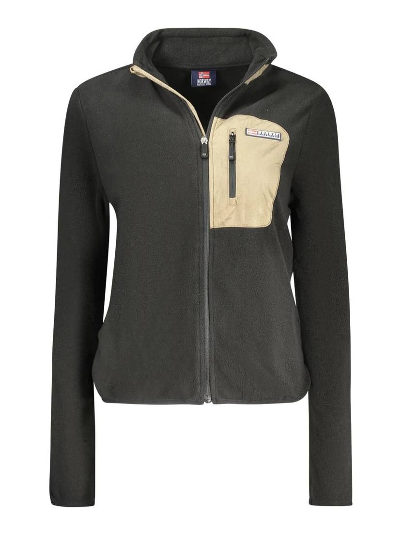 Black Polyester Women Sweatshirt