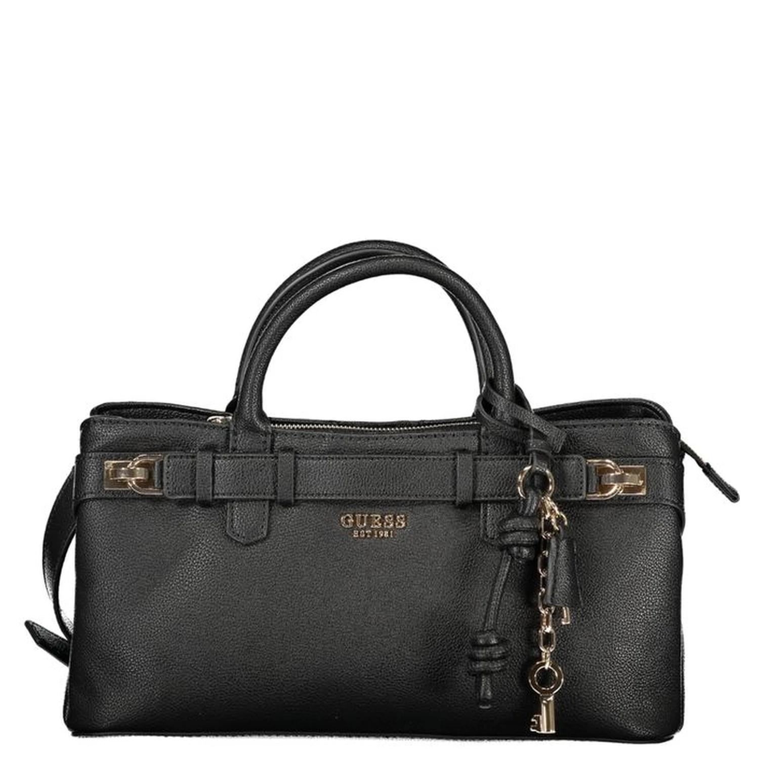 Black Polyurethane Women Handbag