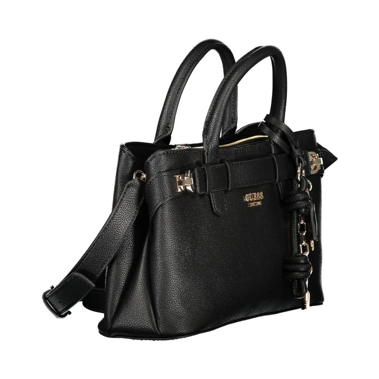 Black Polyurethane Women Handbag