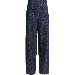 Denim-effect wool pants