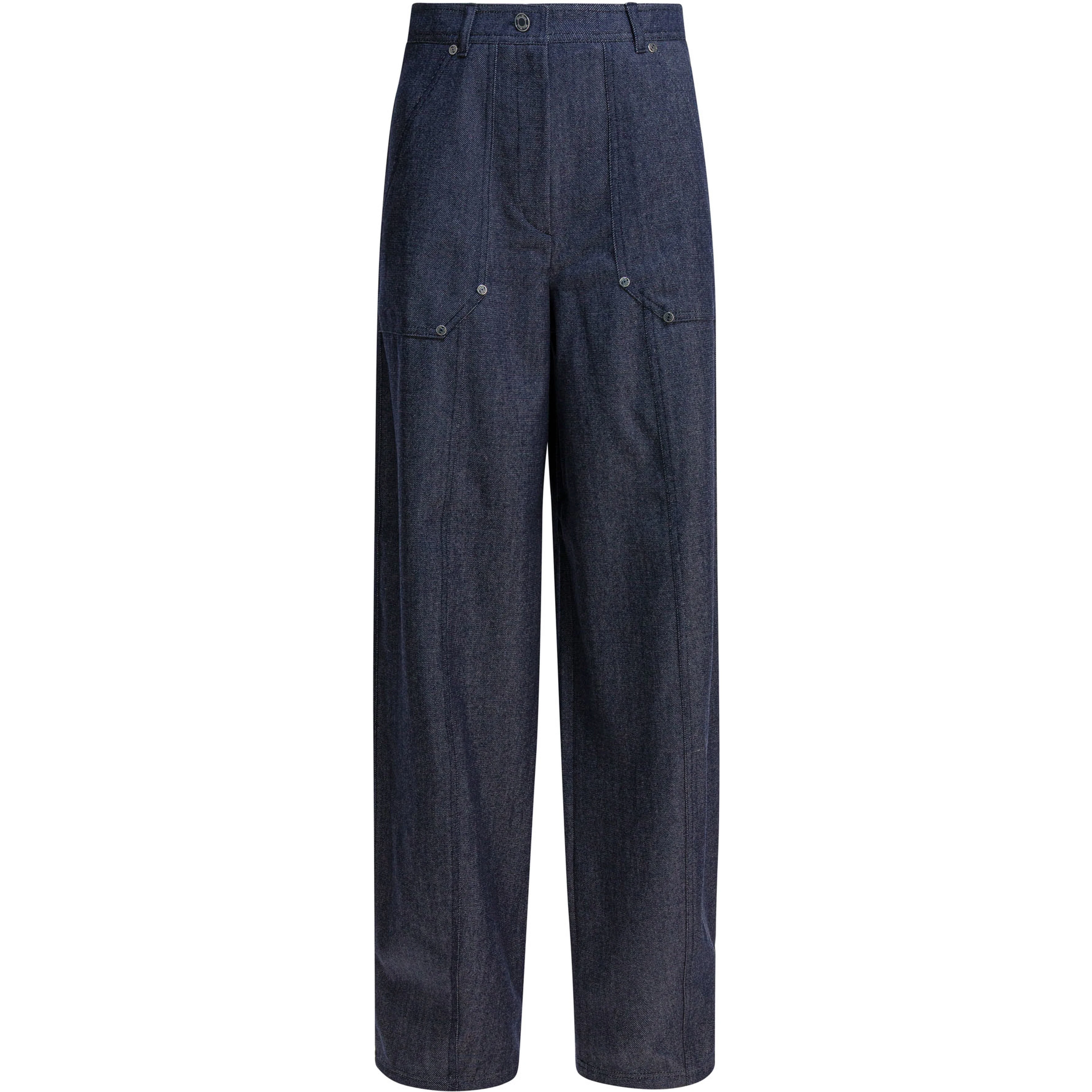 Denim-effect wool pants