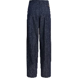 Denim-effect wool pants