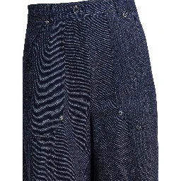 Denim-effect wool pants