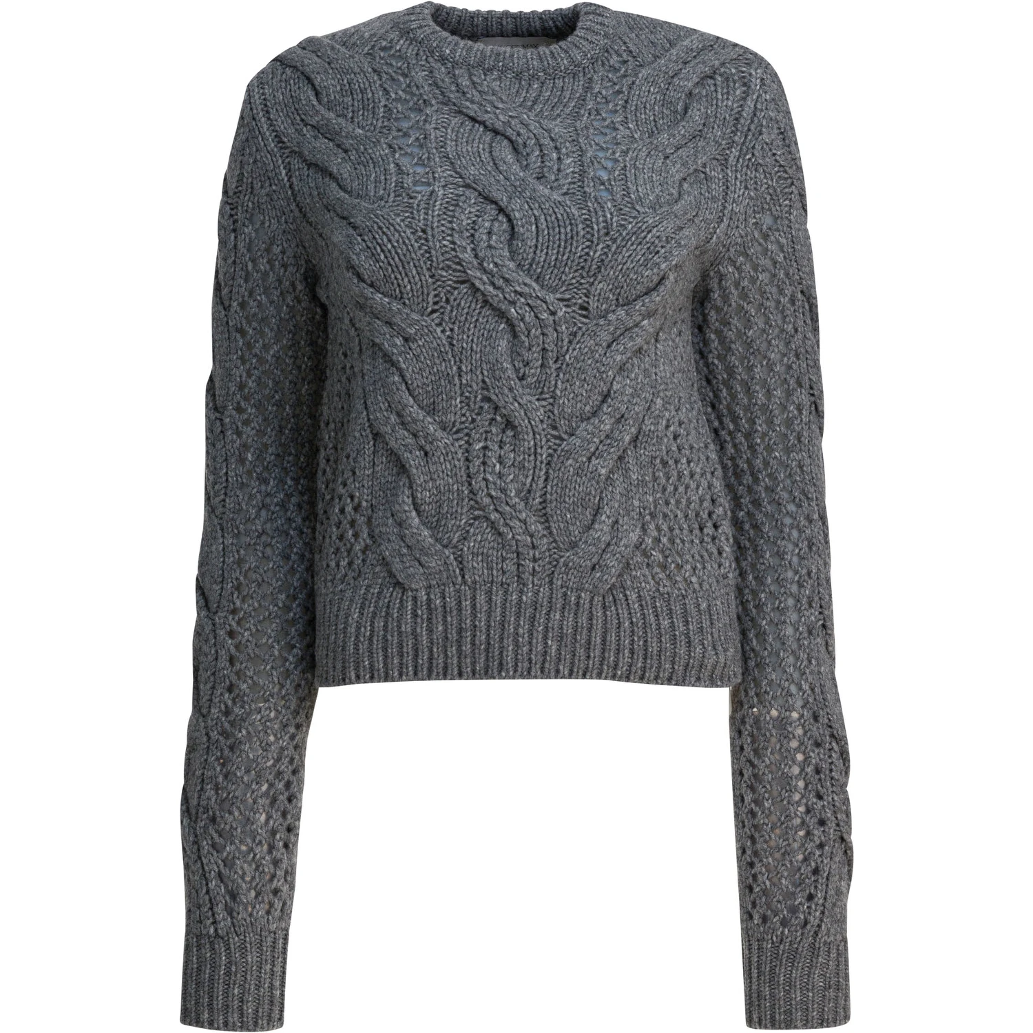Wool-blend crewneck sweater with braids