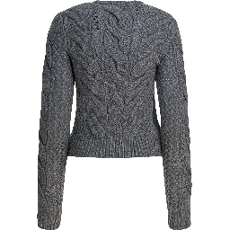 Wool-blend crewneck sweater with braids