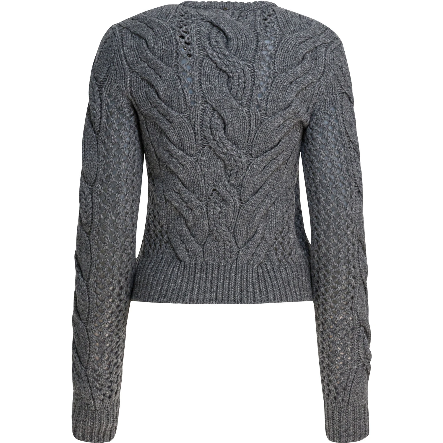 Wool-blend crewneck sweater with braids