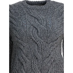 Wool-blend crewneck sweater with braids