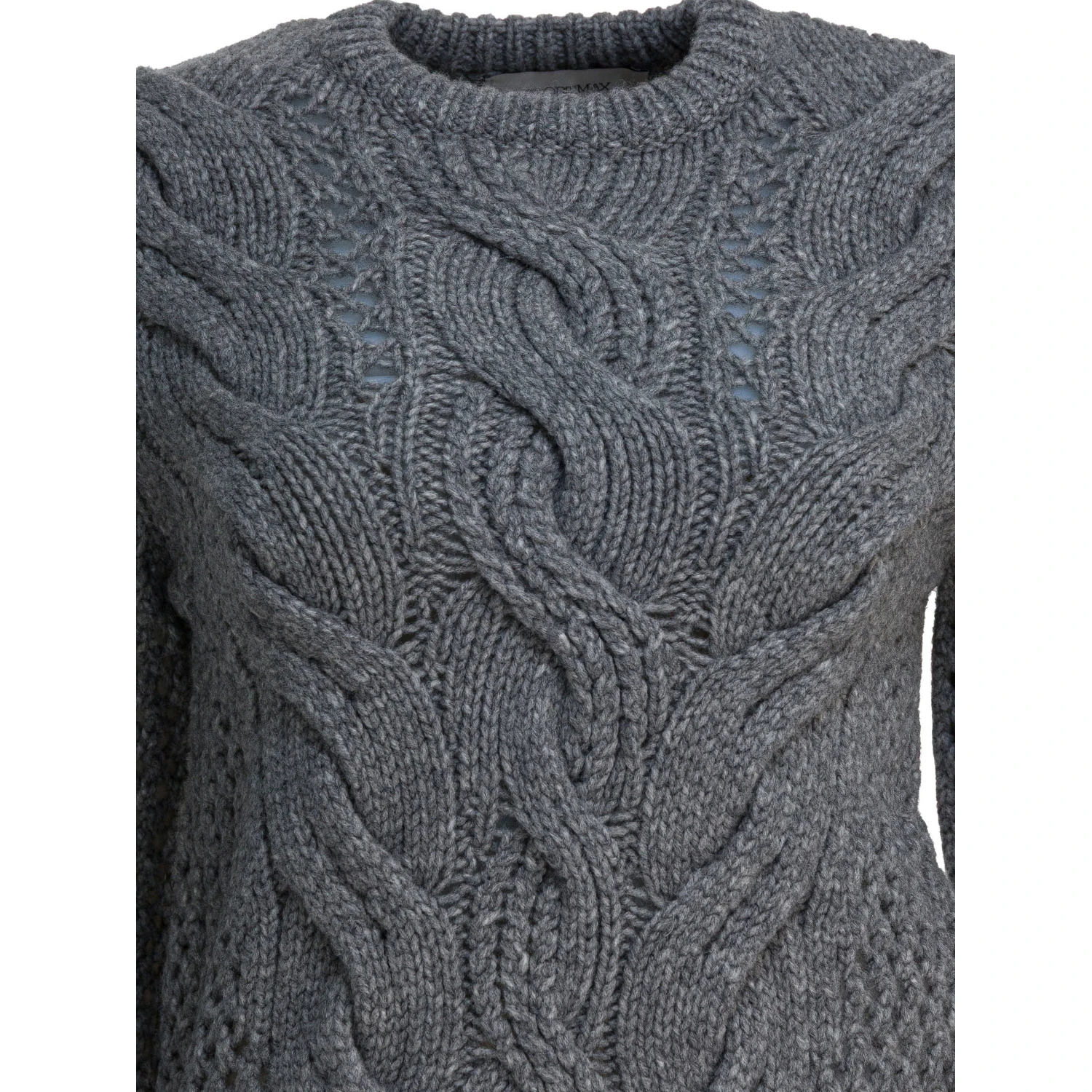 Wool-blend crewneck sweater with braids