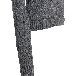 Wool-blend crewneck sweater with braids