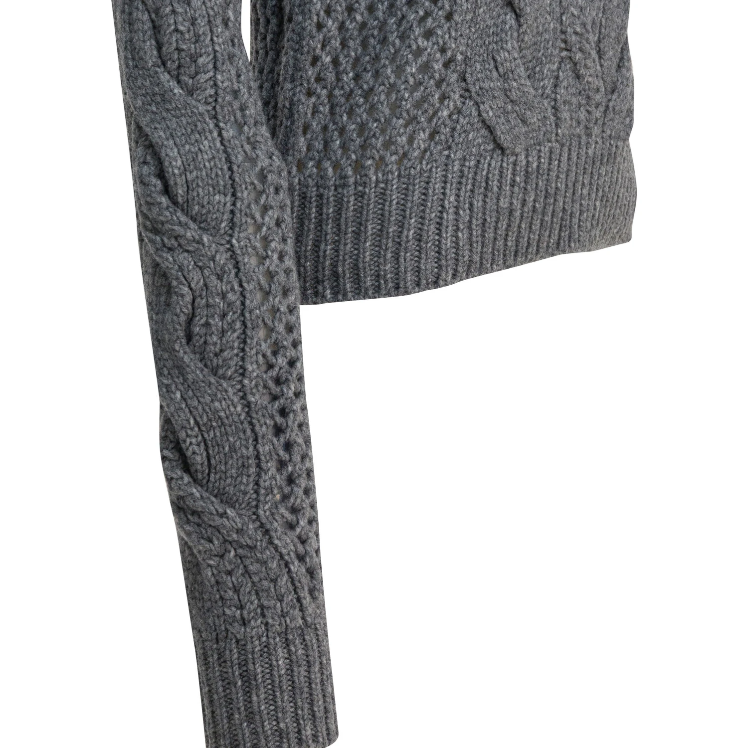 Wool-blend crewneck sweater with braids