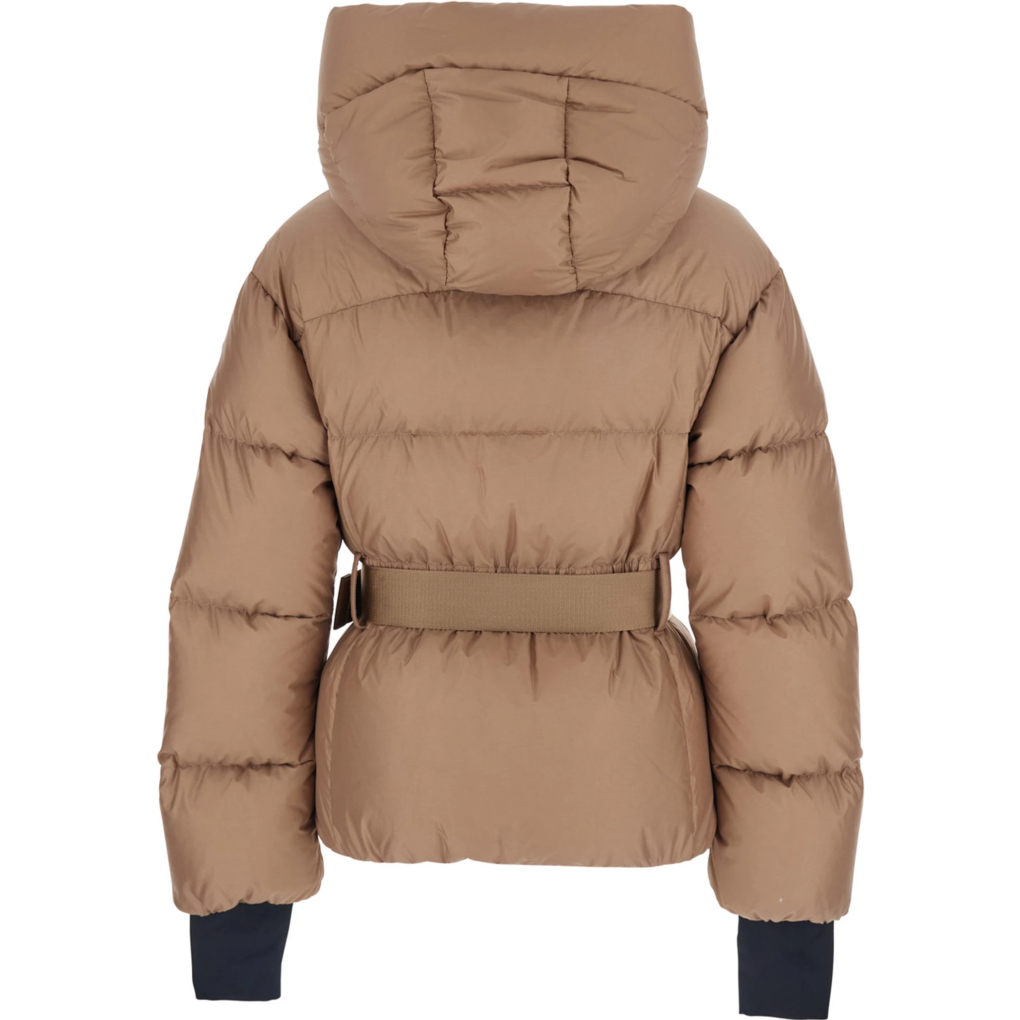 Nisene Pink Down Jacket with Buckled Belt on the Front and Logo Patch on the Sleeve in Tech Fabric Woman