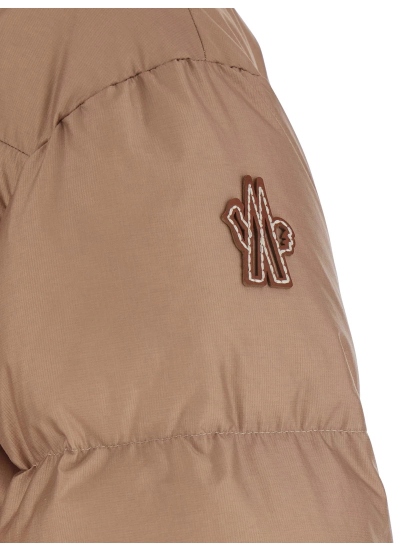 Nisene Pink Down Jacket with Buckled Belt on the Front and Logo Patch on the Sleeve in Tech Fabric Woman