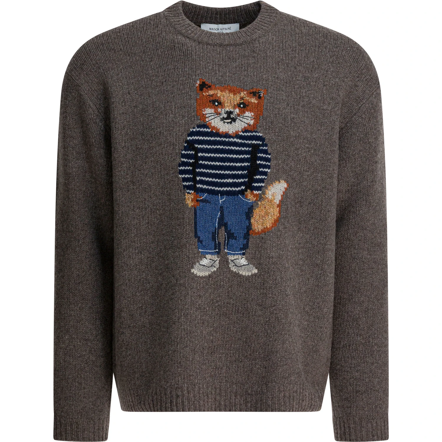 Wool sweater with Dressed Fox