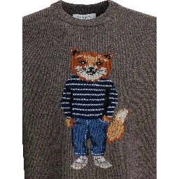 Wool sweater with Dressed Fox