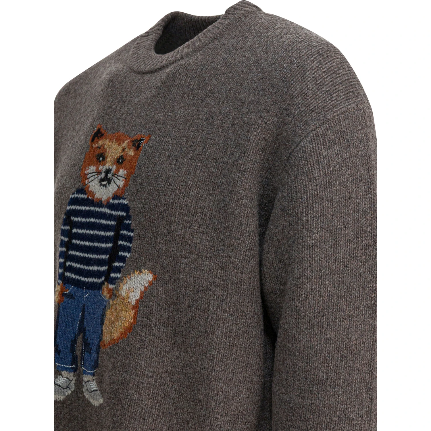 Wool sweater with Dressed Fox