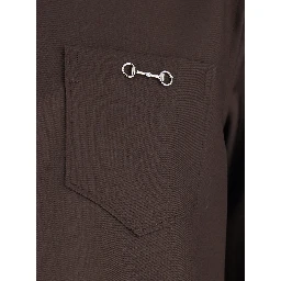 Brown Shirt with Classic Collar and Horsebit on the Front in Cotton Blend and Fabric Man