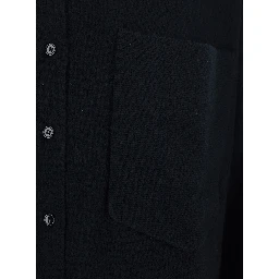 Black Shirt with Chest Pocket in Wool Blend Woman