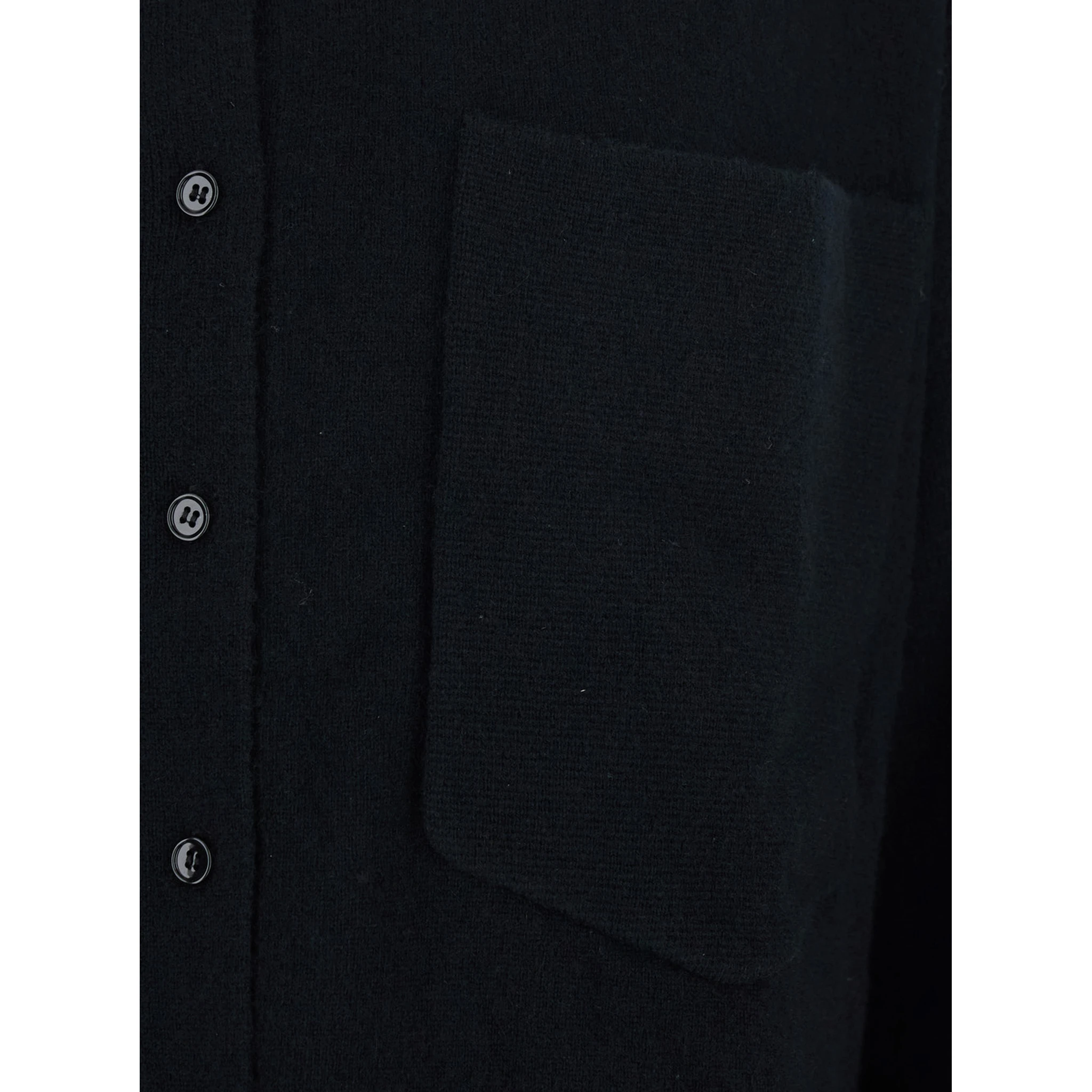 Black Shirt with Chest Pocket in Wool Blend Woman