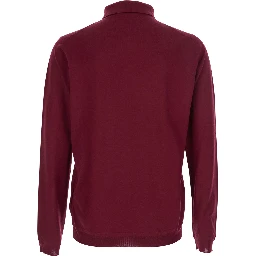 Bordeaux Polo Shirt with Classic Collar and Long Sleeves in Virgin Wool Man