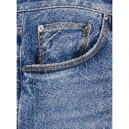 Light-Blue Jeans with Logo Patch on the Rear and Belt Loops in Denim Man