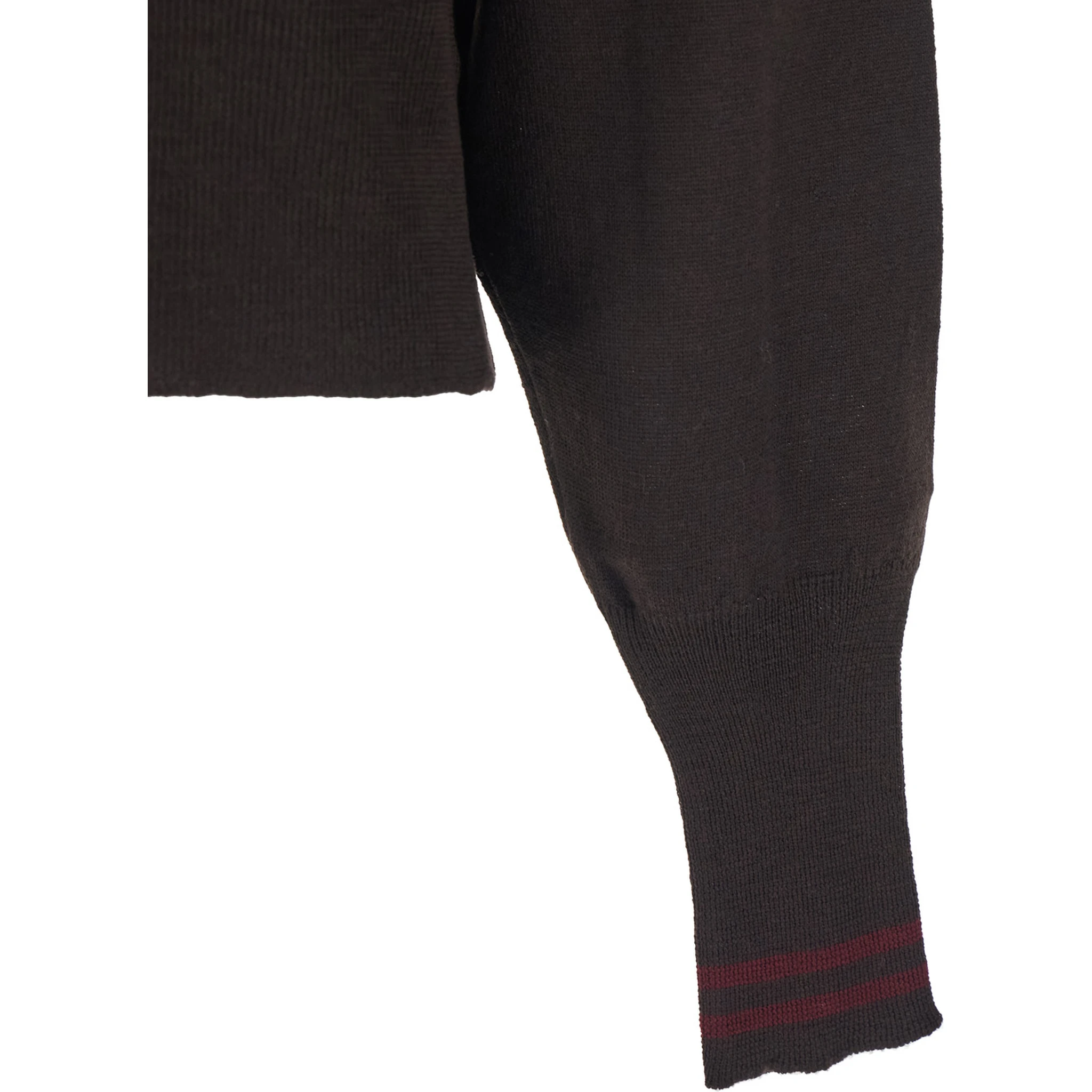 Brown Polo Shirt with Wide Classic Collar and Long-Sleeve in Wool Woman