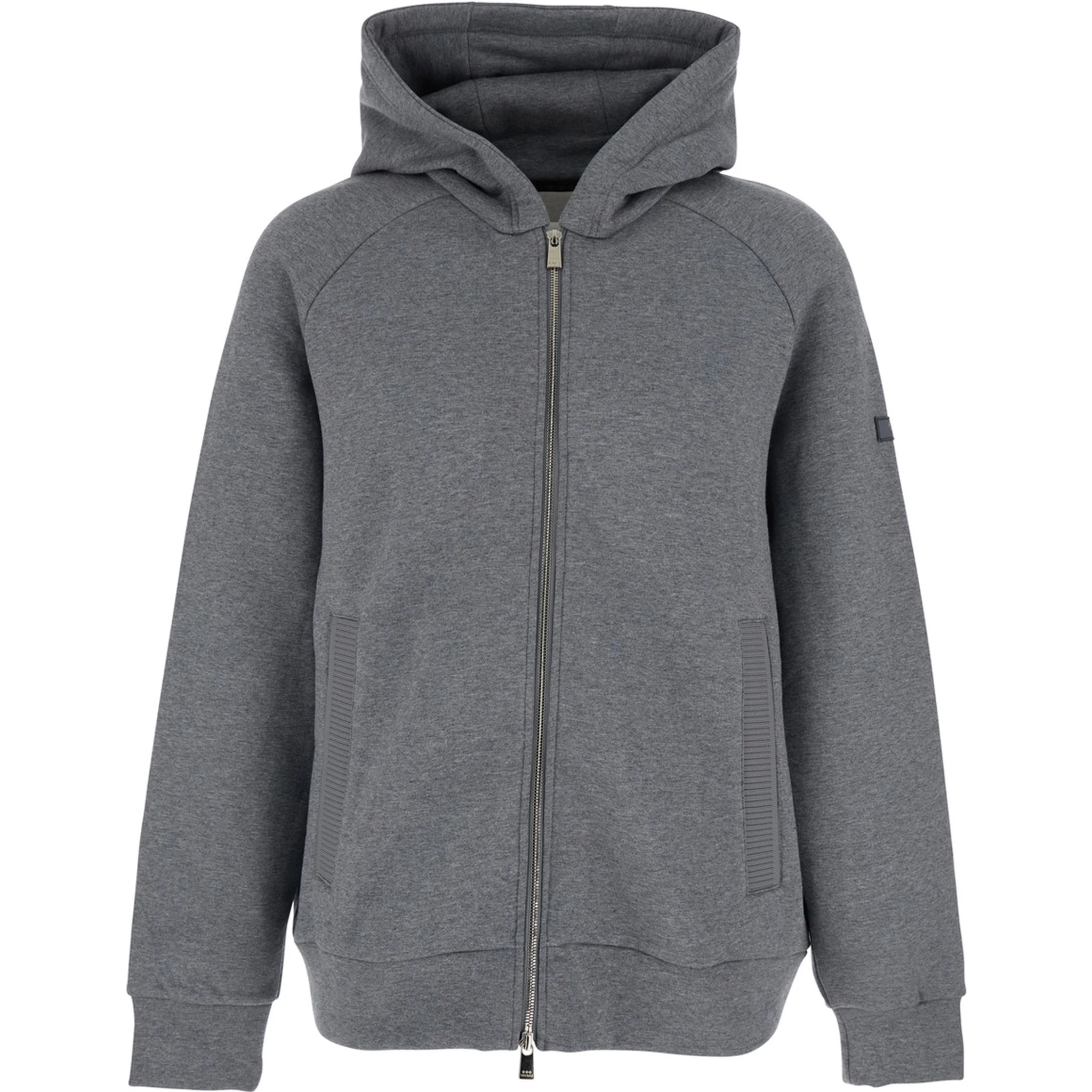 Baccaro Grey Sweatshirt with Hood and Logo Patch on the Sleeve in Cotton Man