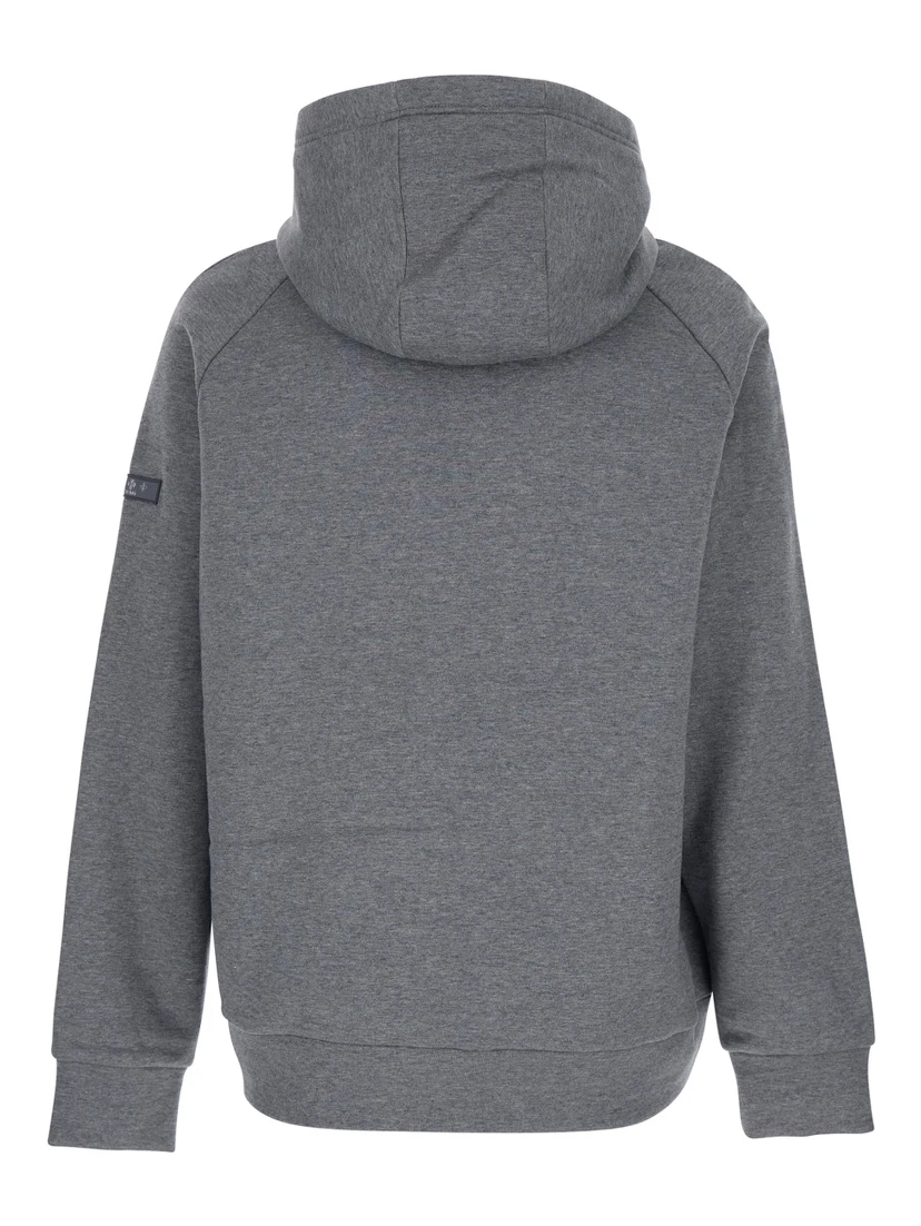 Baccaro Grey Sweatshirt with Hood and Logo Patch on the Sleeve in Cotton Man