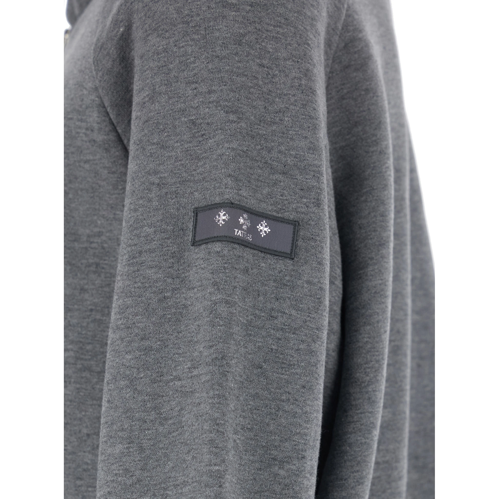 Baccaro Grey Sweatshirt with Hood and Logo Patch on the Sleeve in Cotton Man