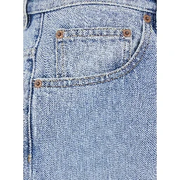 Light Blue Jeans with Belt Loops and Logo Patch on the Rear in Denim Woman